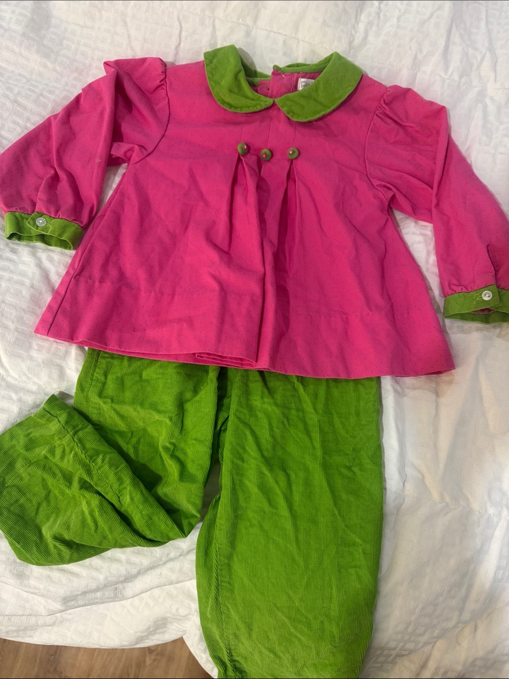 Petit Ami Pink and Green Two-Piece Matching Set